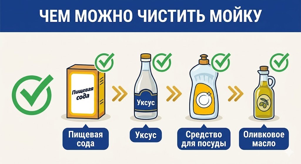 Безопасные средства для чистки мойки из нержавейки