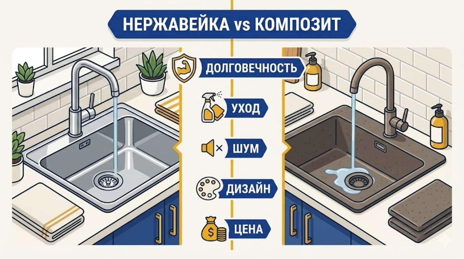 Сравнение нержавейки и композита — итоговая таблица