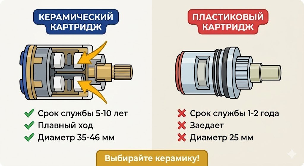 Сравнение керамического и пластикового картриджей смесителя: устройство, срок службы, плавность хода — почему керамика лучше