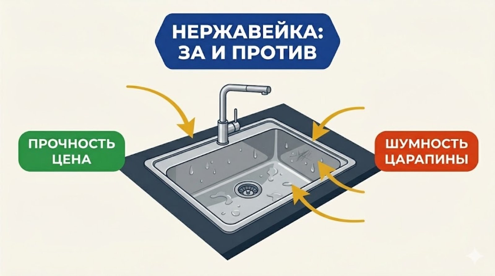 Мойка из нержавеющей стали на кухне — плюсы и минусы