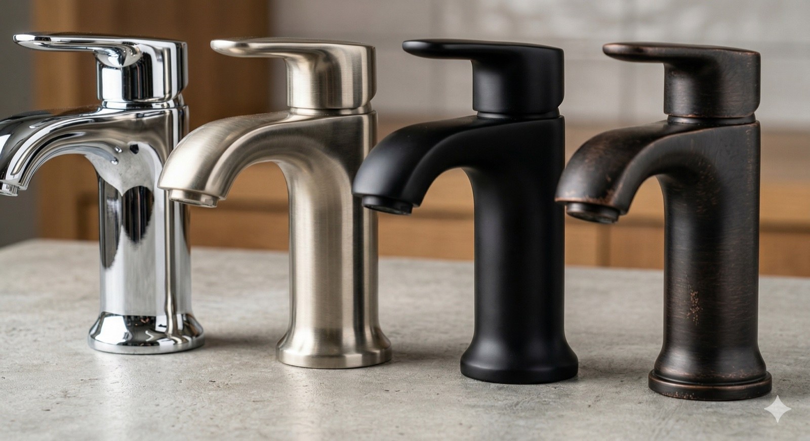 Сравнение покрытий смесителей: хром, никель, чёрный матовый, бронза