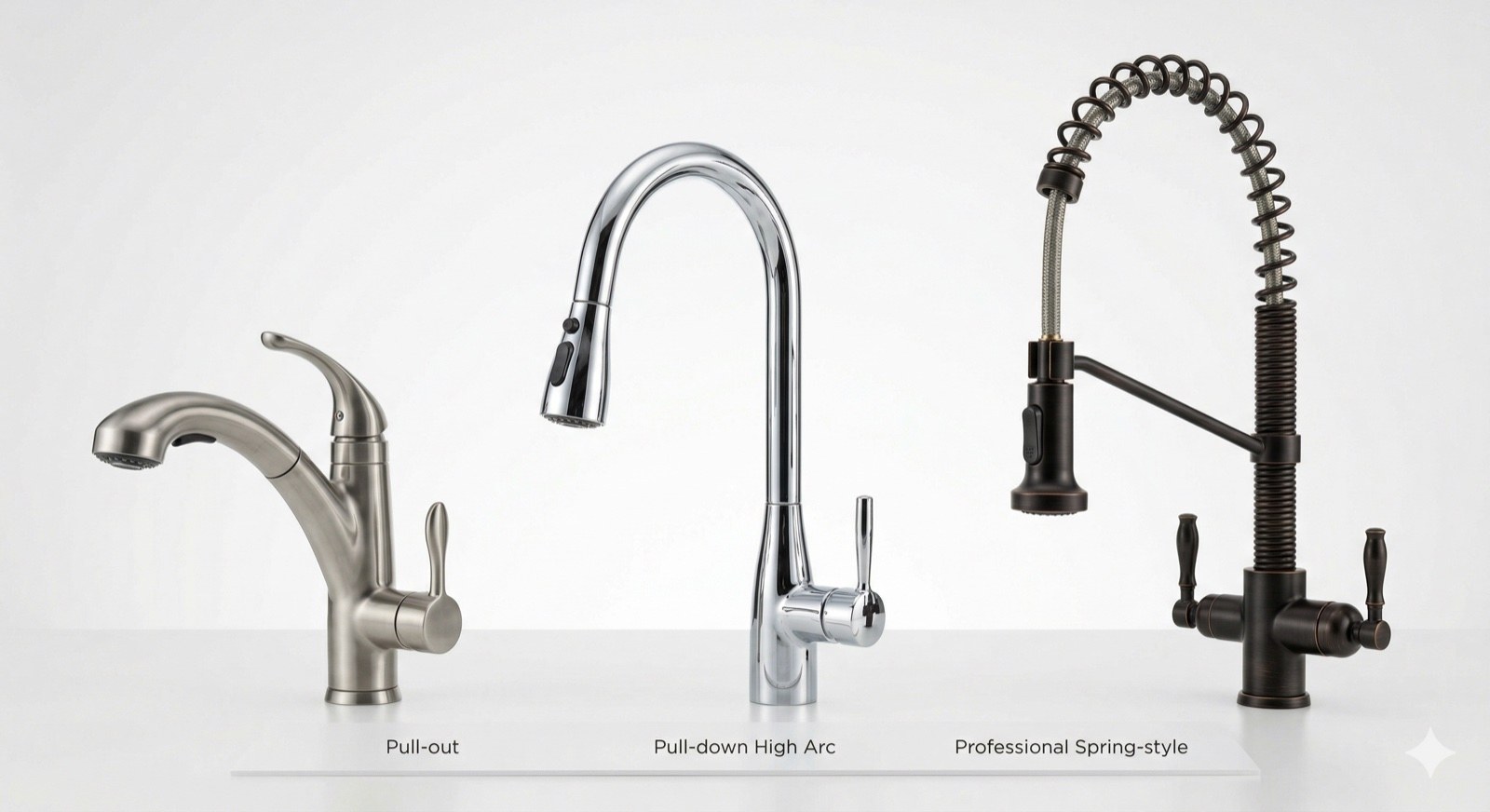 Сравнение типов кухонных смесителей с выдвижным изливом