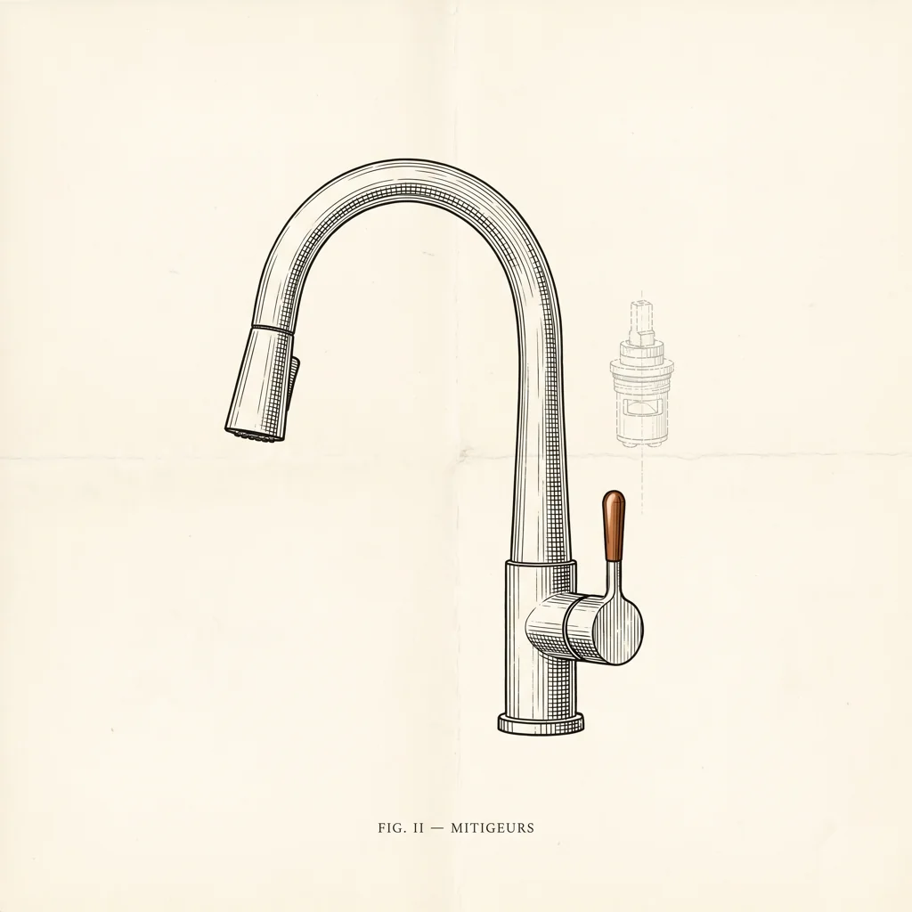 Патентный чертёж смесителя — вид сбоку