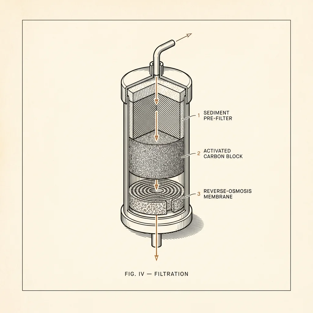 Патентный чертёж трёхступенчатого фильтра — разрез