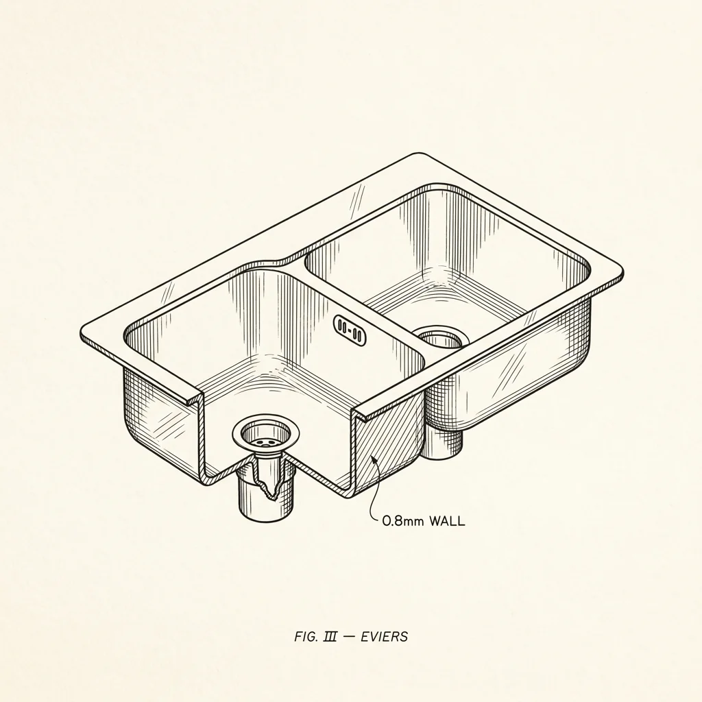 Патентный чертёж кухонной мойки — три четверти